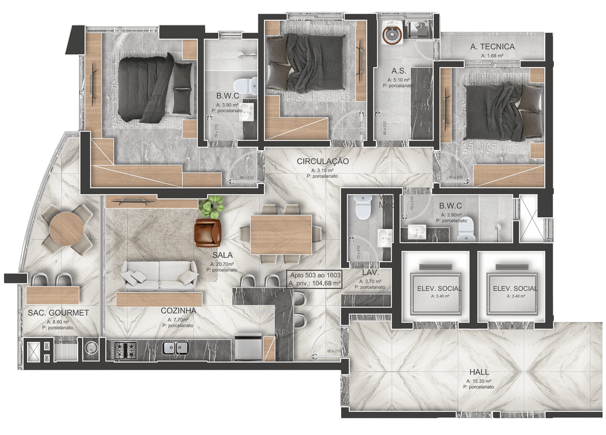 Planta 104,68m²