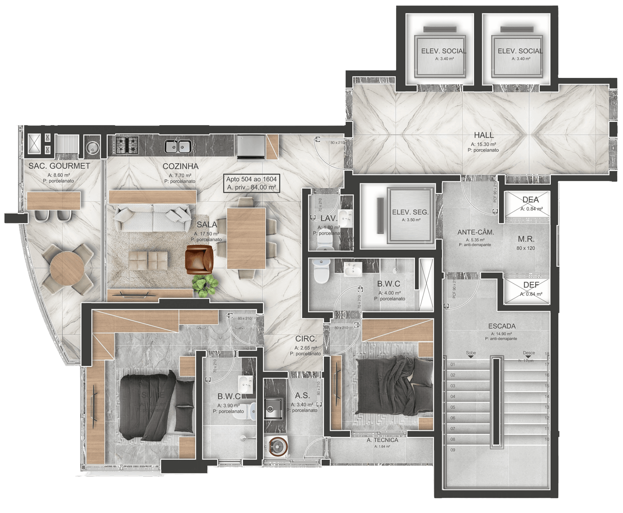 Planta 84,00m²